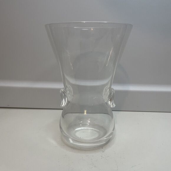 STEUBEN ART GLASS SIGNET THUMBPRINT VASE #8002, SIGNED, About 6"H